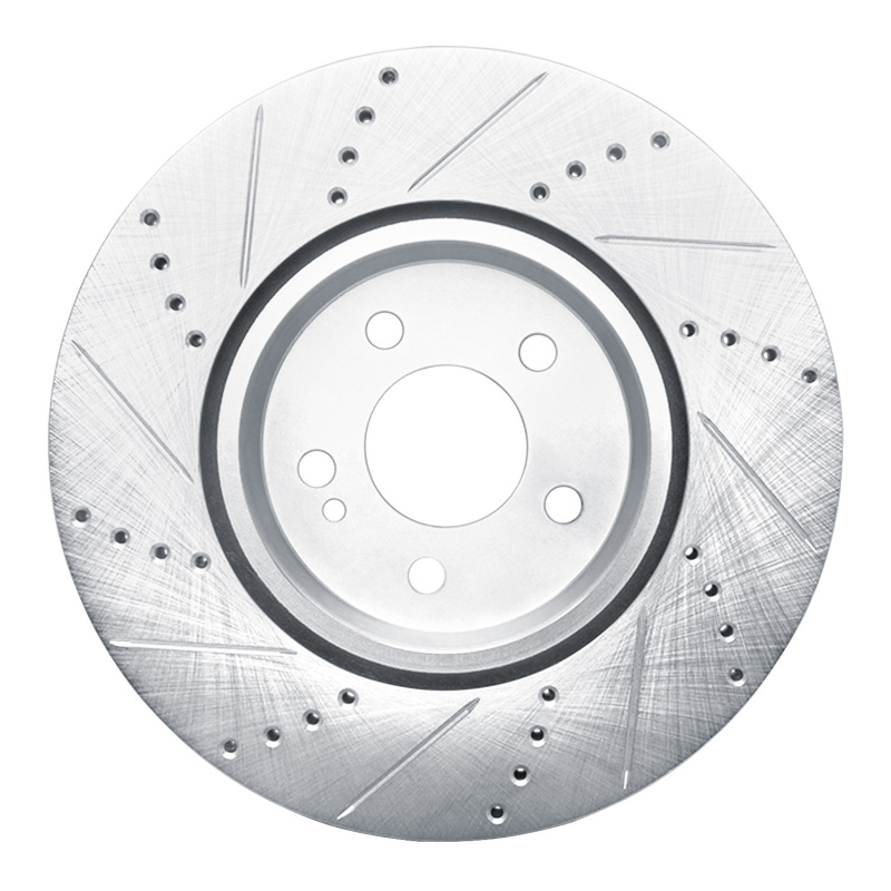 Mercedes-Benz GLC43 AMG Brake Rotor (1) - Rear Right - R1 Concepts - Drilled & Slotted - Silver - `16-`23